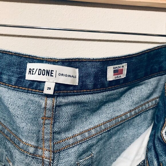 Re/Done Original High Rise Raw Hem Ankle Crop Jeans Size 29 - Picture 6 of 7
